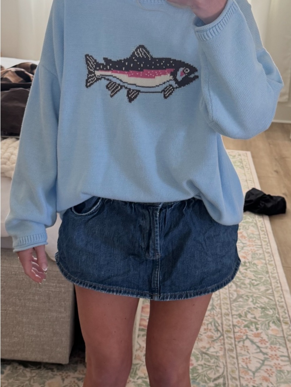 Blue Fish Sweater - Light Blue